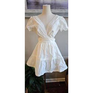 NWT $365 Cinq a Sept Tiered Flouncy Cutout Judith Mini Dress Women Size 00 White